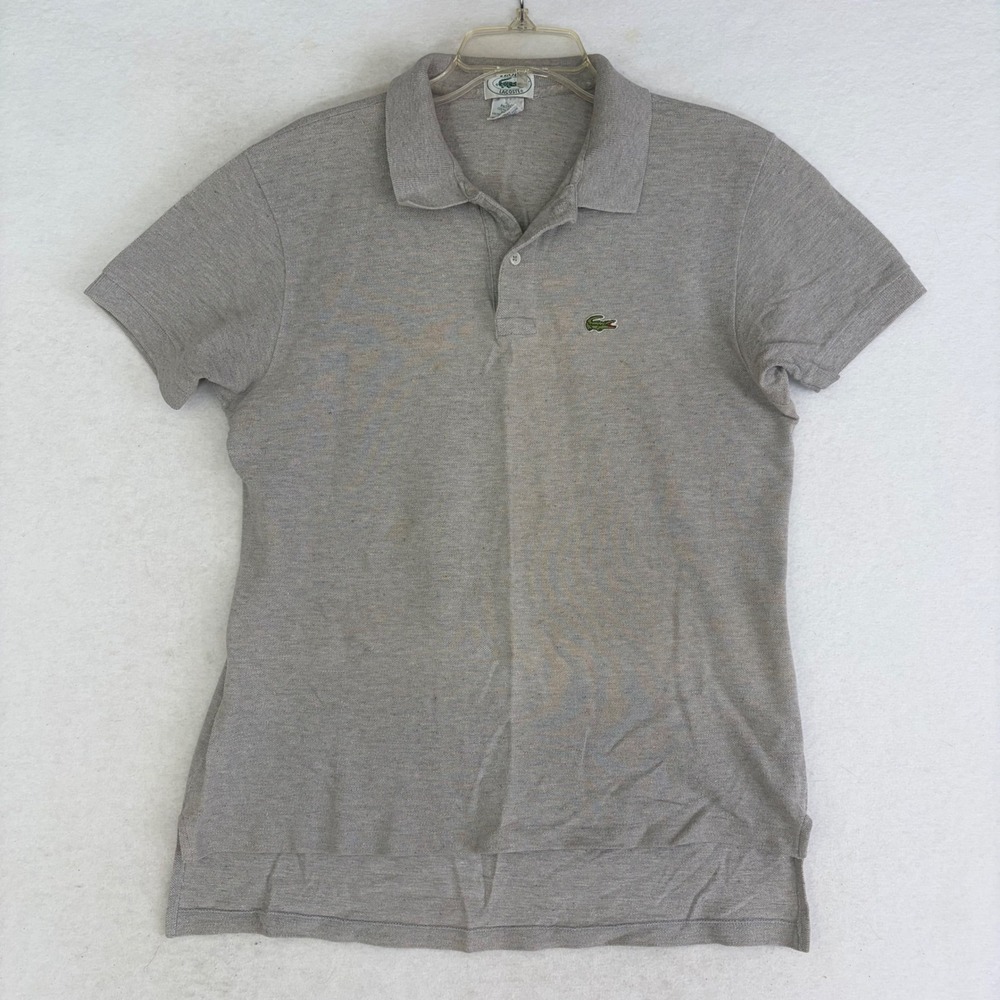 Vintage 80s Izod Lacoste Polo Shirt Mens Large‎ L Gray Patron Made in USA Pique